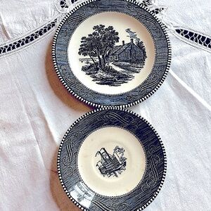 Two Royal China Currier and Ives plates “paddle boat”